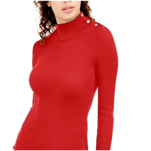 NWT Calvin Klein Red Sweater with Gold Buttons Size Medium - Picture 1 of 8